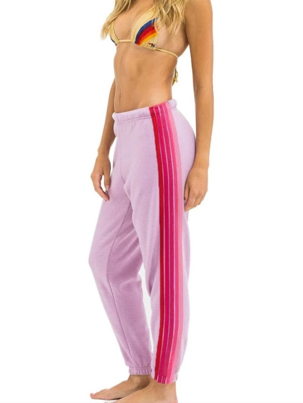AV Aviator Nation 5 STRIPE SWEATPANTS Lounge MAUVE // PINK XL